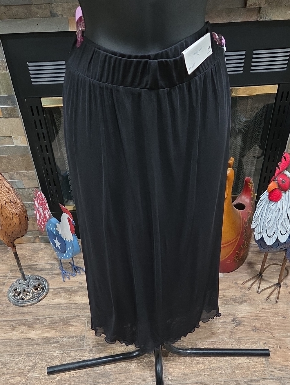 NWT Maurices Black Women's Elastic Waist Midi Skirt
